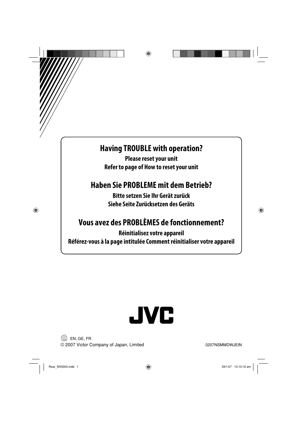 Having trouble with operation, Haben sie probleme mit dem betrieb, Vous avez des problèmes de fonctionnement | JVC LVT1627-001A User Manual | Page 246 / 252
