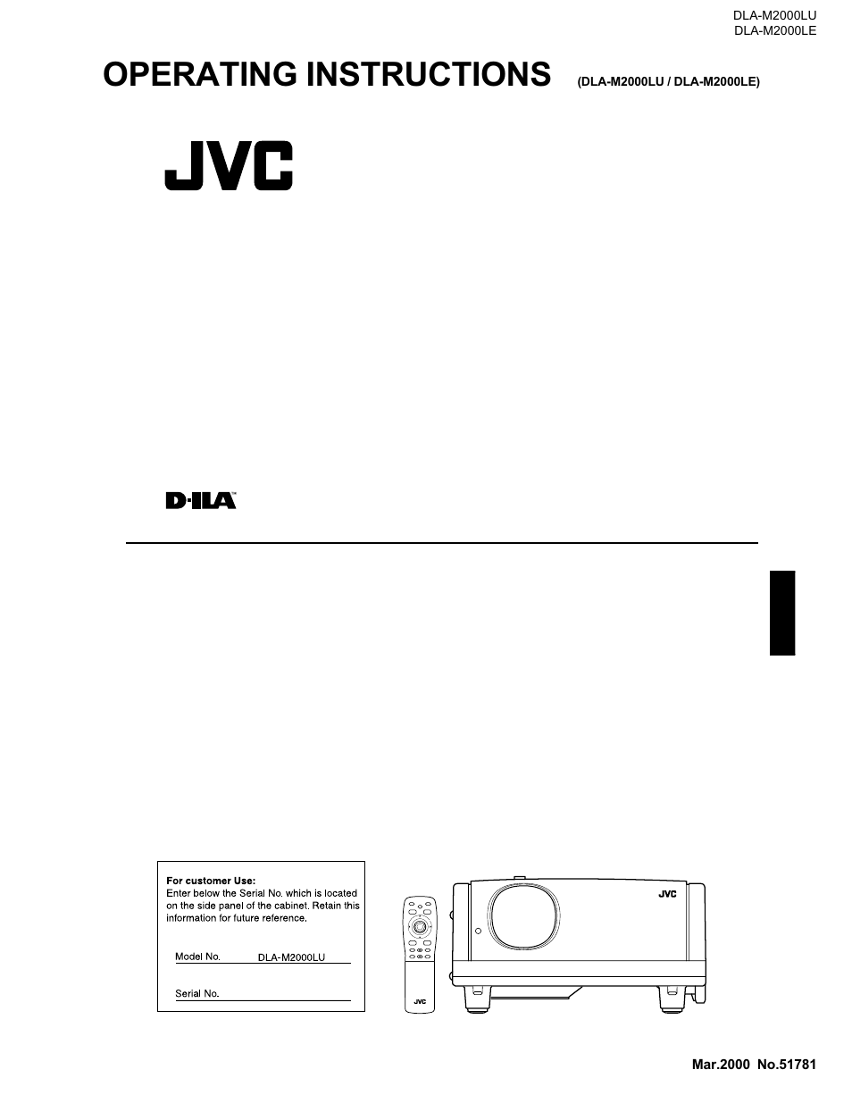 JVC DLA-M2000LU User Manual | 40 pages