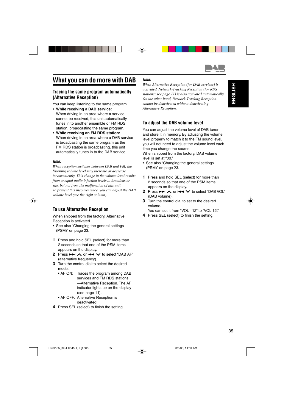 What you can do more with dab | JVC KS-FX845R User Manual | Page 35 / 46