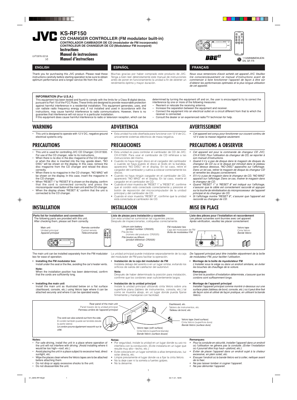 JVC KS-RF150 User Manual | 6 pages