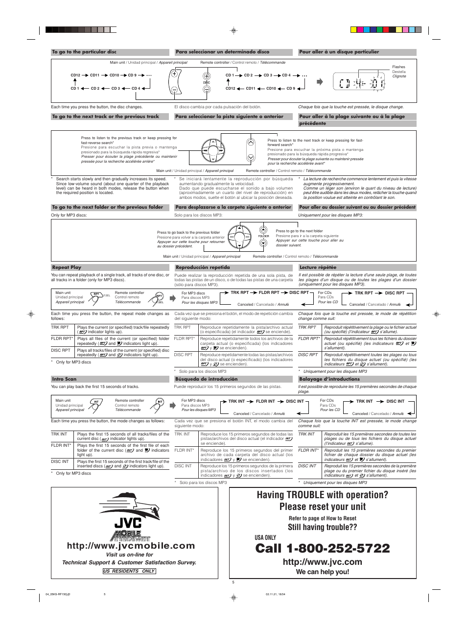 Still having trouble, We can help you, Usa only | JVC KS-RF150 User Manual | Page 5 / 6