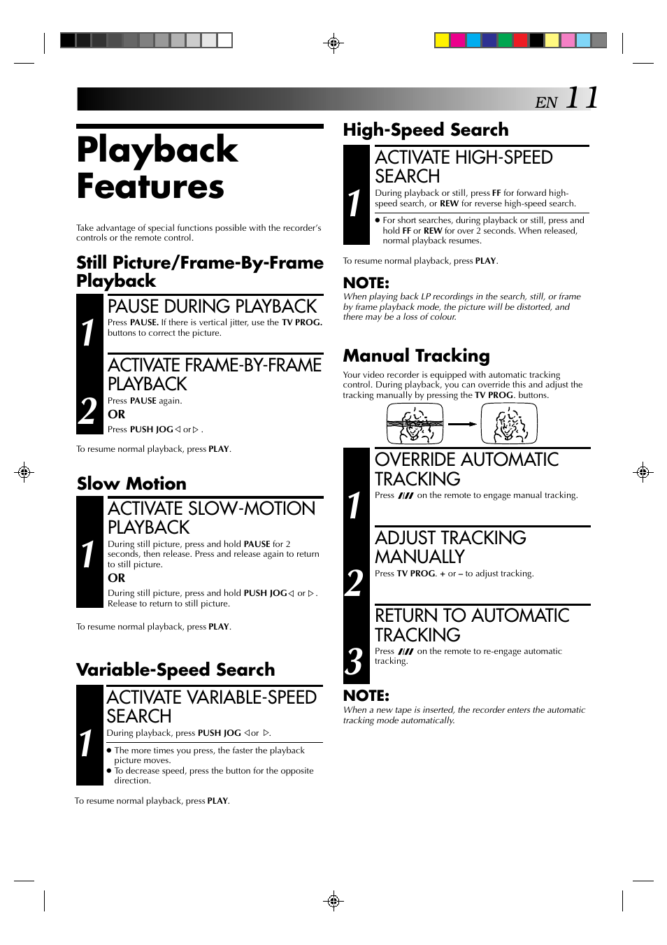 Playback features | JVC HR-A637E User Manual | Page 11 / 33
