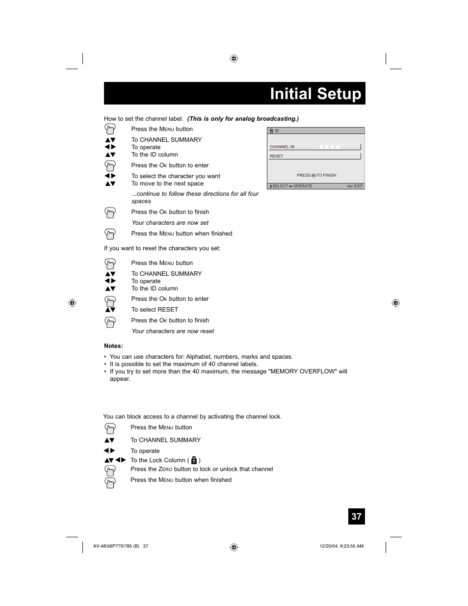 Initial setup | JVC I'Art Pro LCT1676-001B-A User Manual | Page 37 / 88