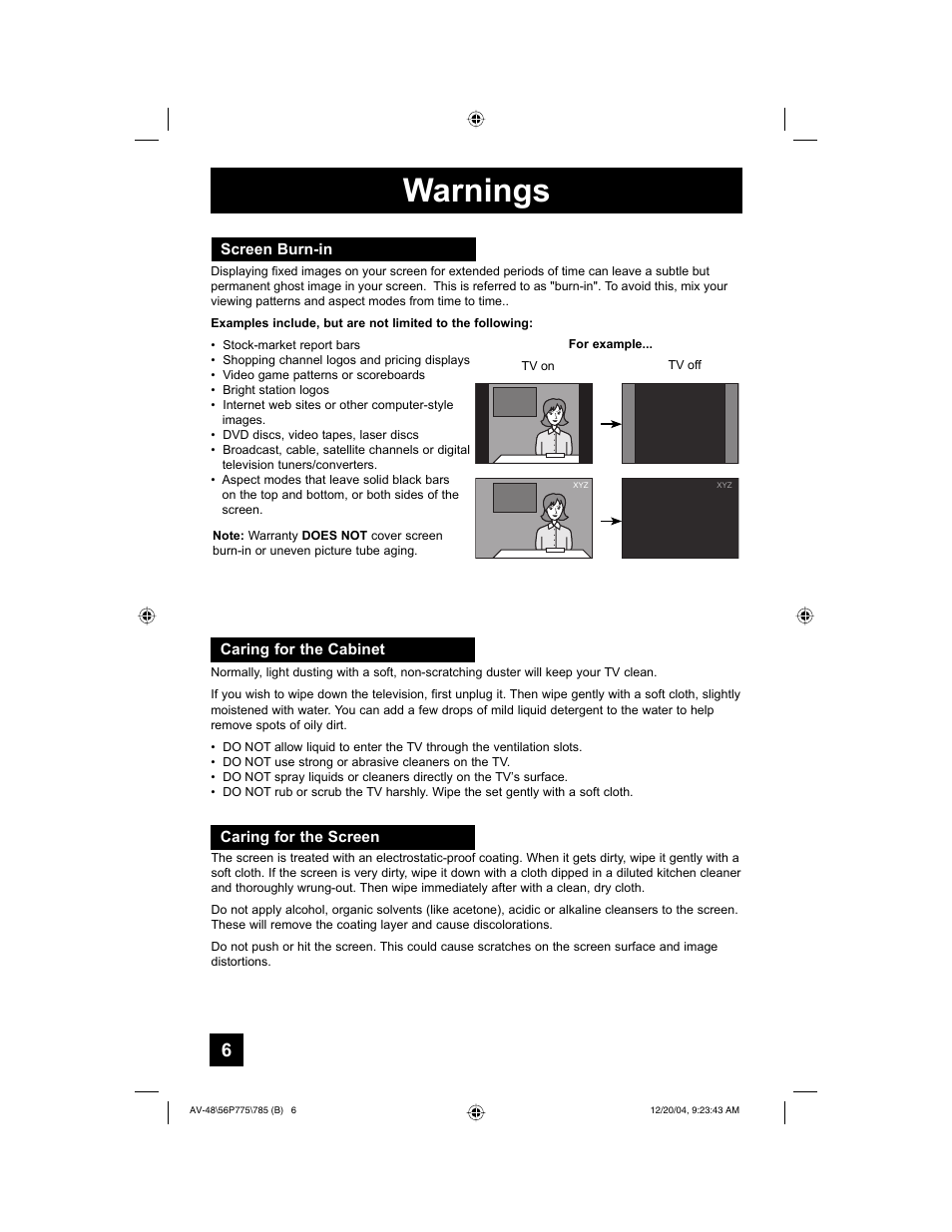 Warnings | JVC I'Art Pro LCT1676-001B-A User Manual | Page 6 / 88