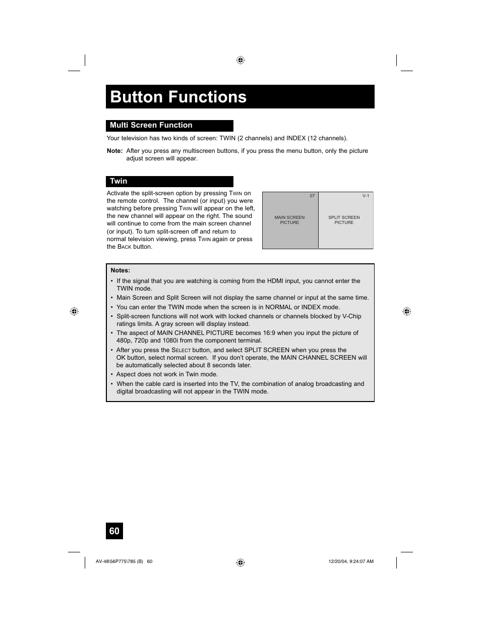 Button functions | JVC I'Art Pro LCT1676-001B-A User Manual | Page 60 / 88