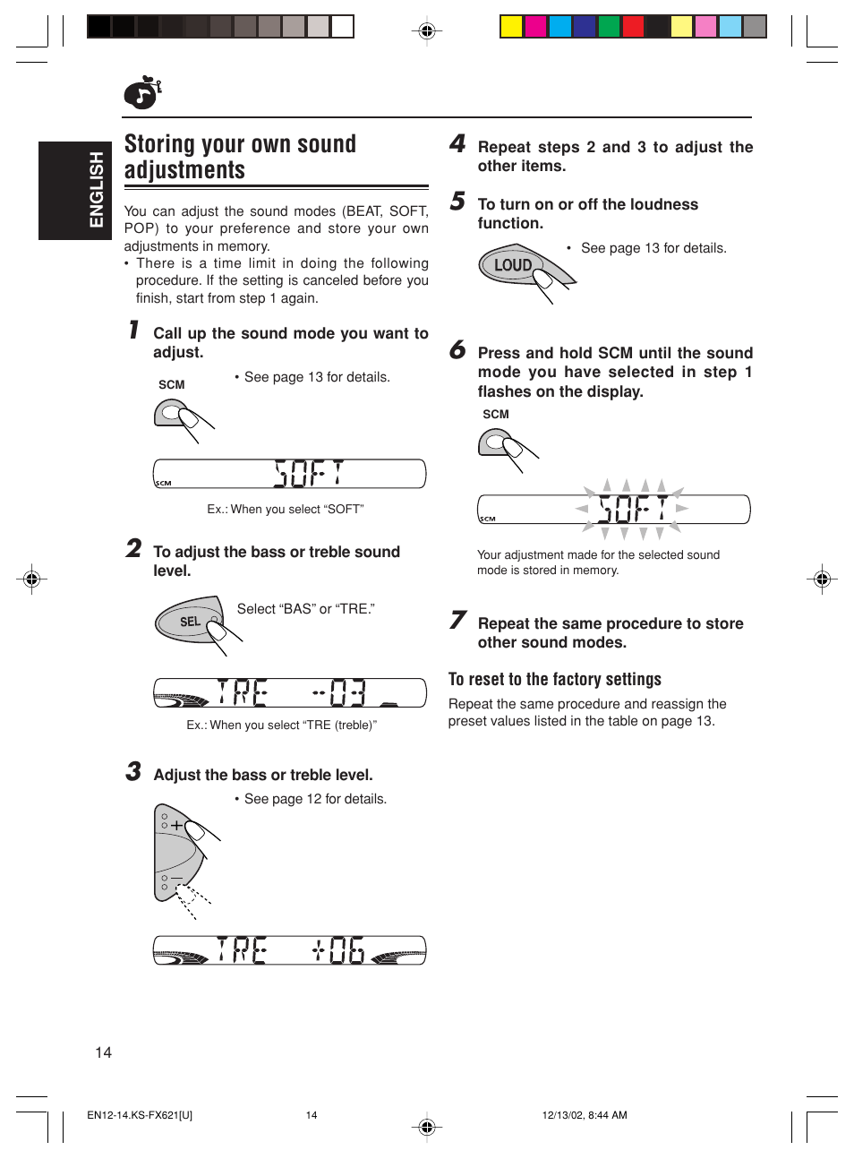 Storing your own sound adjustments | JVC CH-X100 User Manual | Page 14 / 32