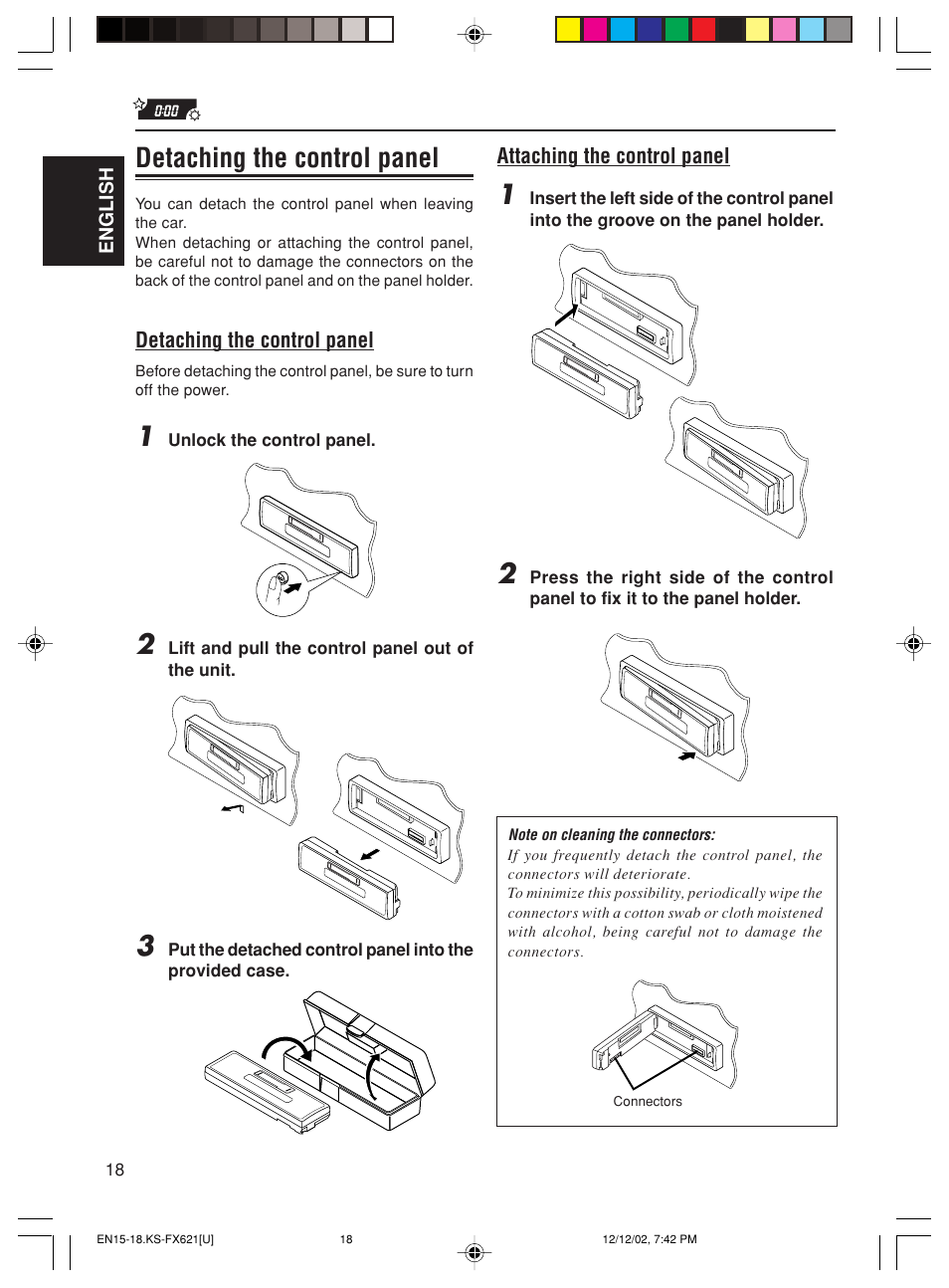 Detaching the control panel | JVC CH-X100 User Manual | Page 18 / 32