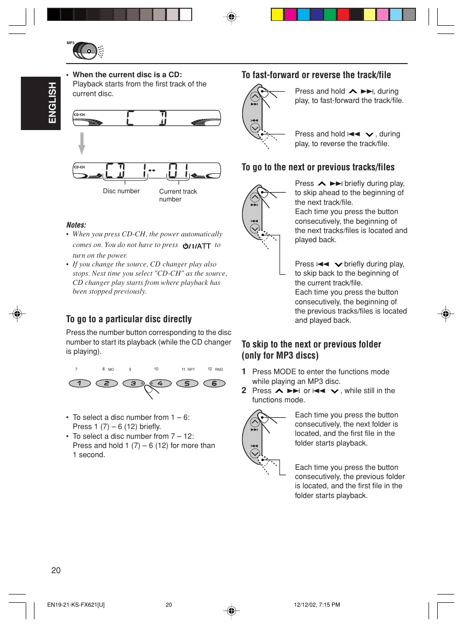English | JVC CH-X100 User Manual | Page 20 / 32