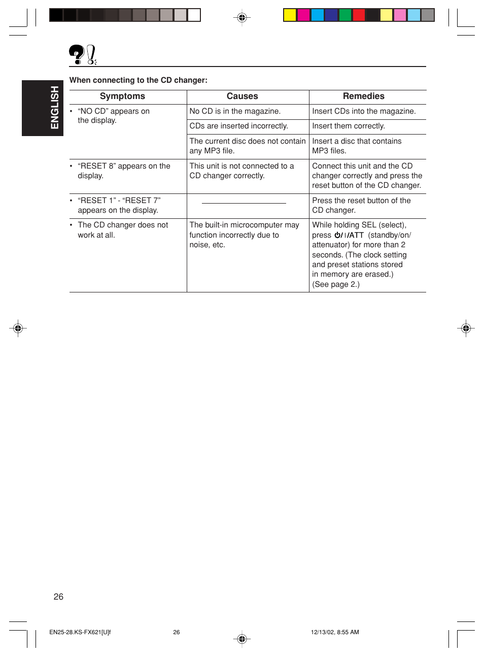 English | JVC CH-X100 User Manual | Page 26 / 32