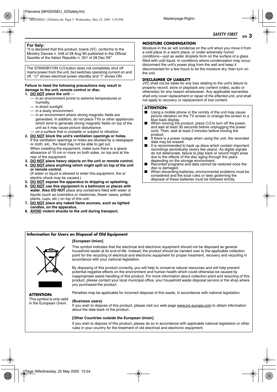 JVC DR-MH200SE User Manual | Page 3 / 92