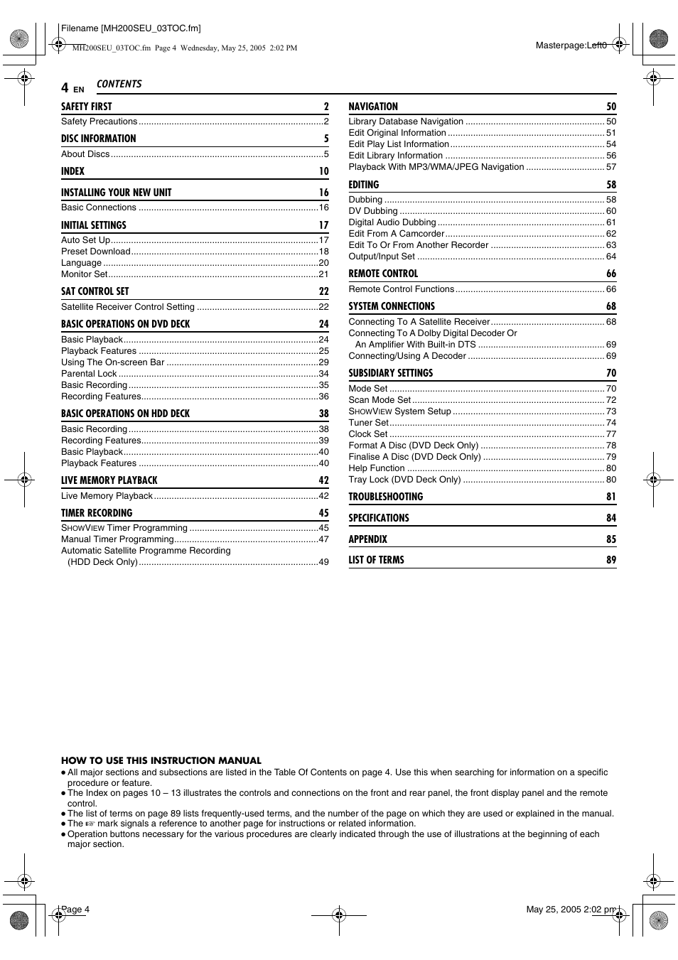 JVC DR-MH200SE User Manual | Page 4 / 92