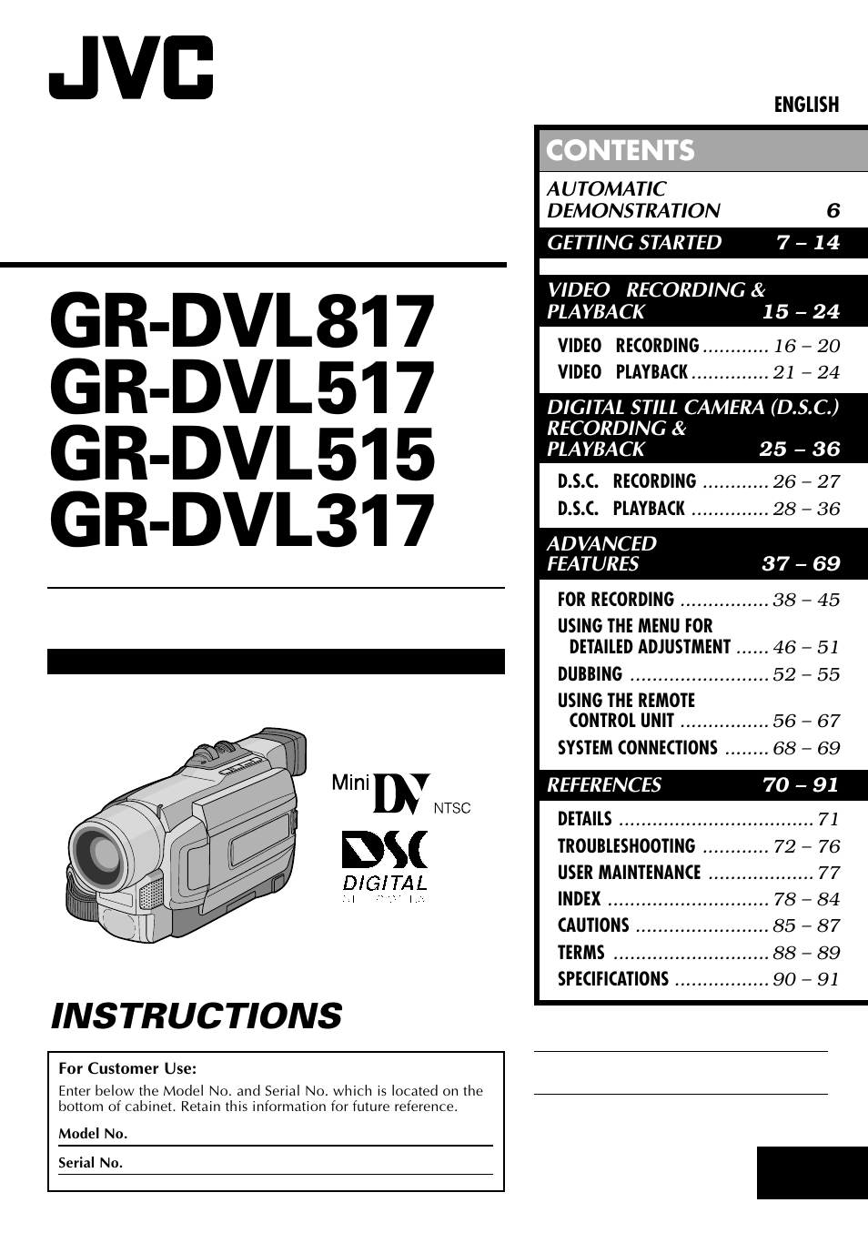 JVC GR-DVL517 User Manual | 92 pages