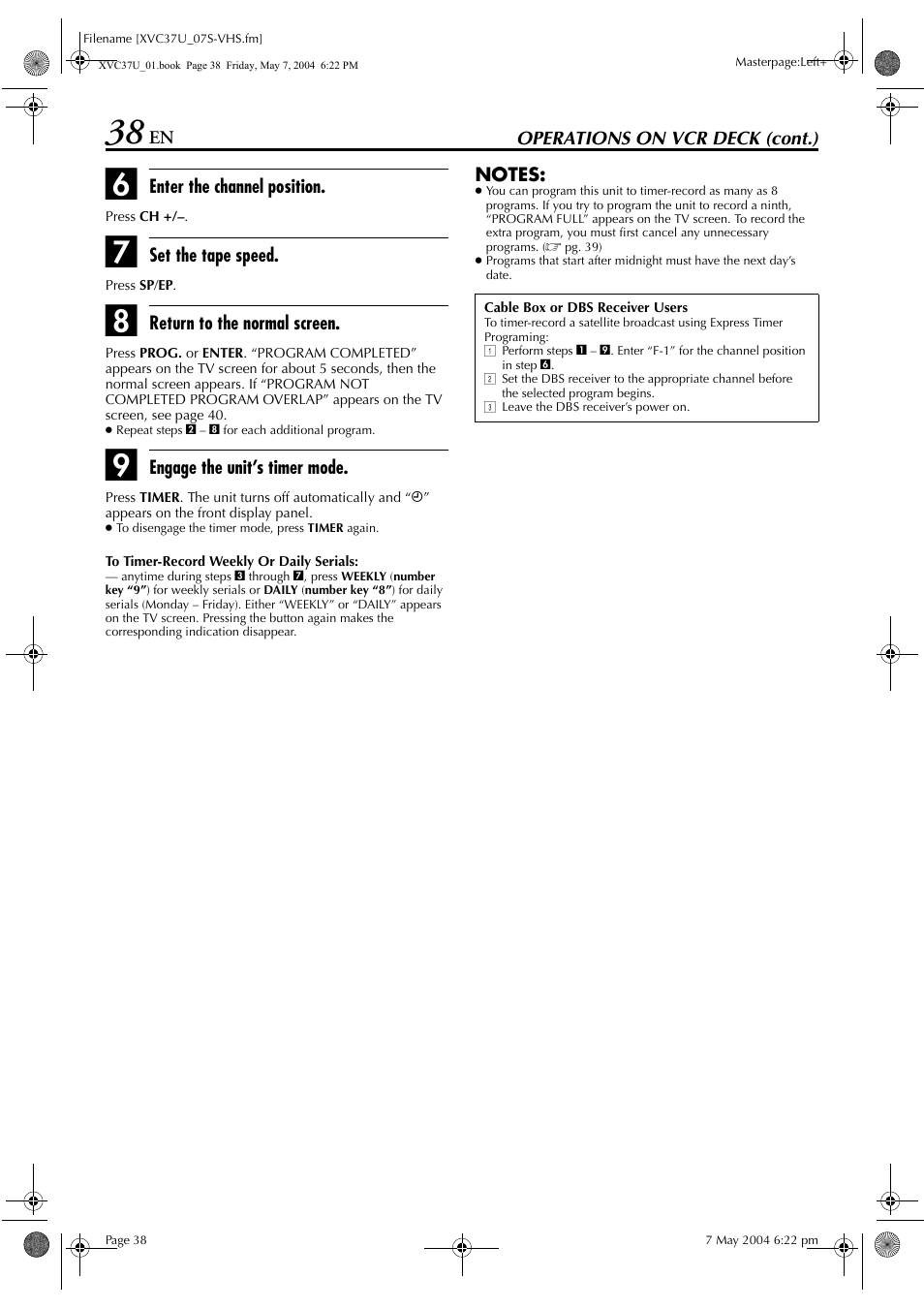JVC HR-XVC37U User Manual | Page 38 / 92