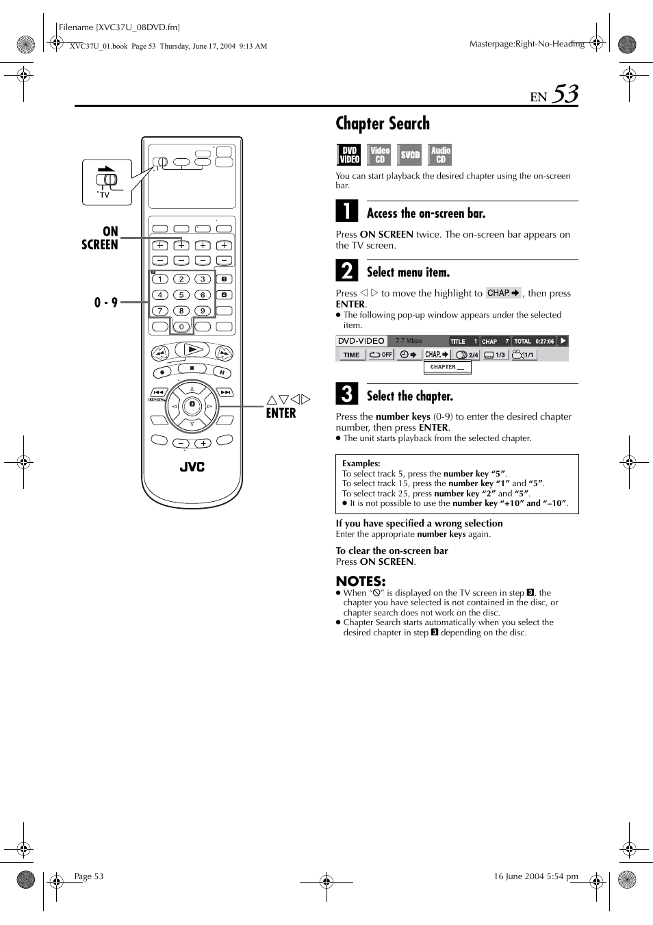 Chapter search | JVC HR-XVC37U User Manual | Page 53 / 92