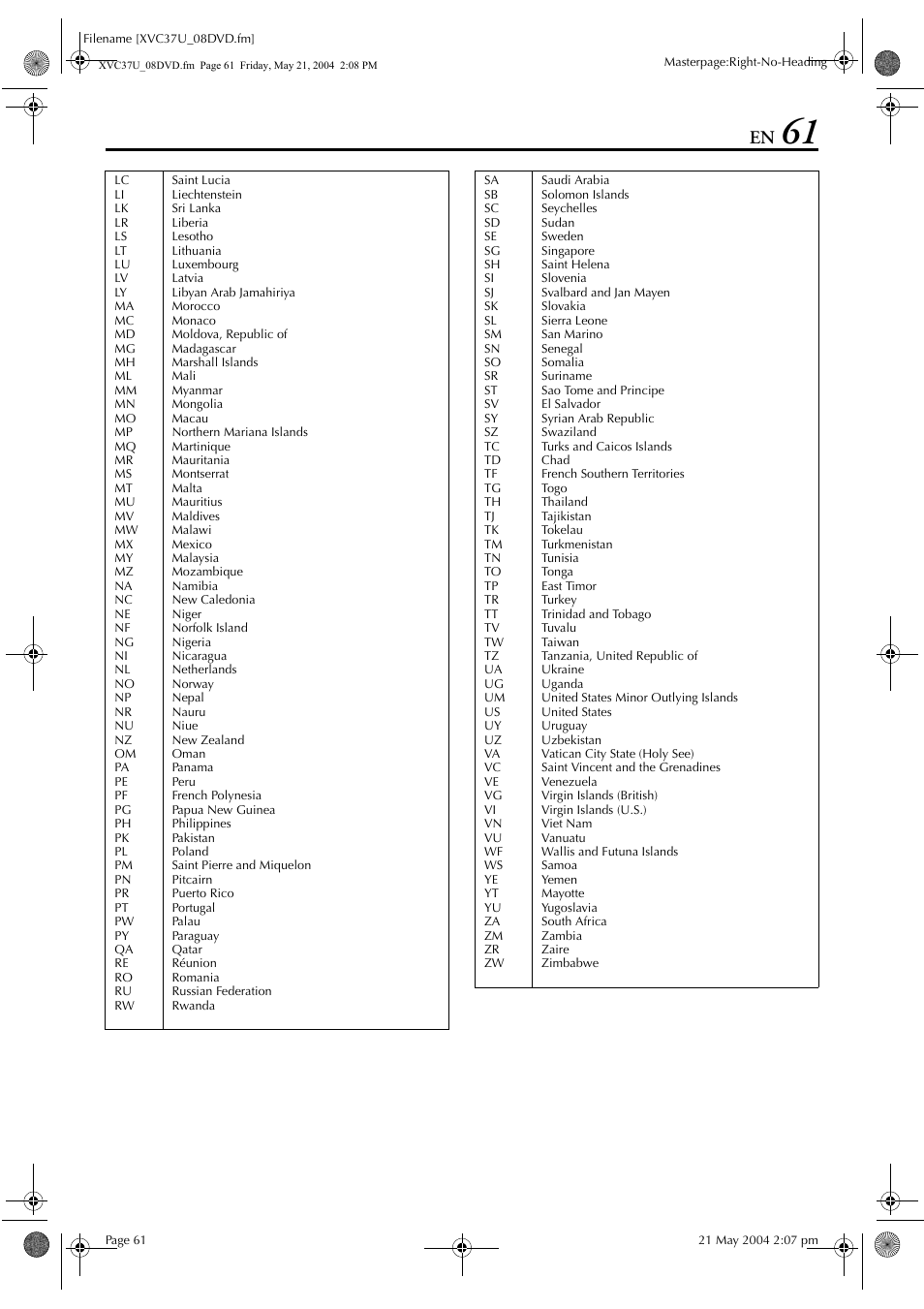 JVC HR-XVC37U User Manual | Page 61 / 92