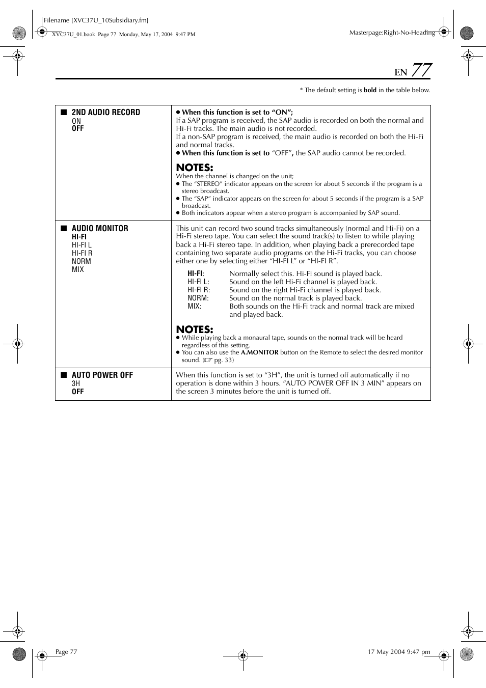 JVC HR-XVC37U User Manual | Page 77 / 92