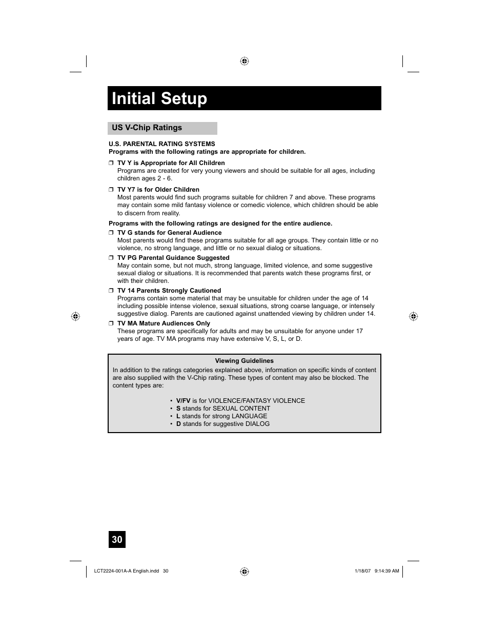 Initial setup | JVC 0107TNH-II-IM User Manual | Page 30 / 72