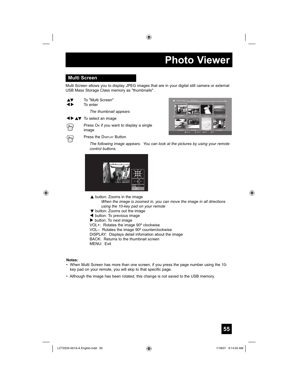 Multi screen, Photo viewer, Back | Menu | JVC 0107TNH-II-IM User Manual | Page 55 / 72