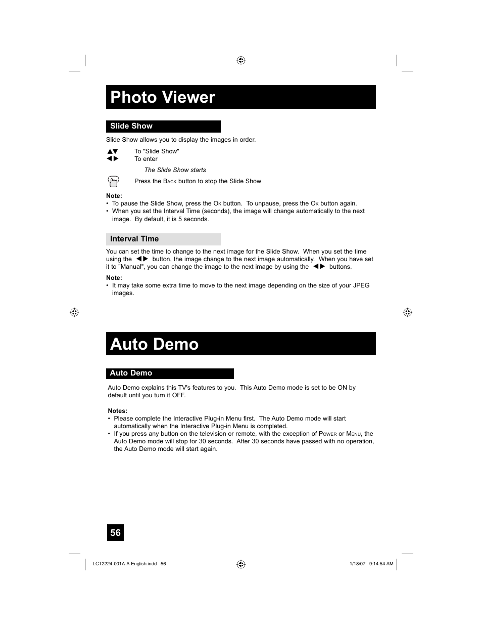 Slide show, Auto demo, Photo viewer | JVC 0107TNH-II-IM User Manual | Page 56 / 72