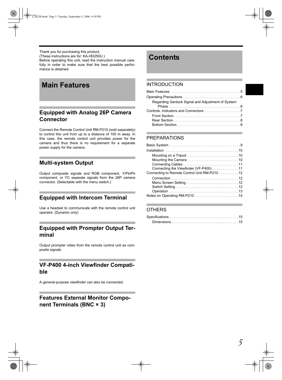 JVC GY KA-HD250 User Manual | Page 5 / 15