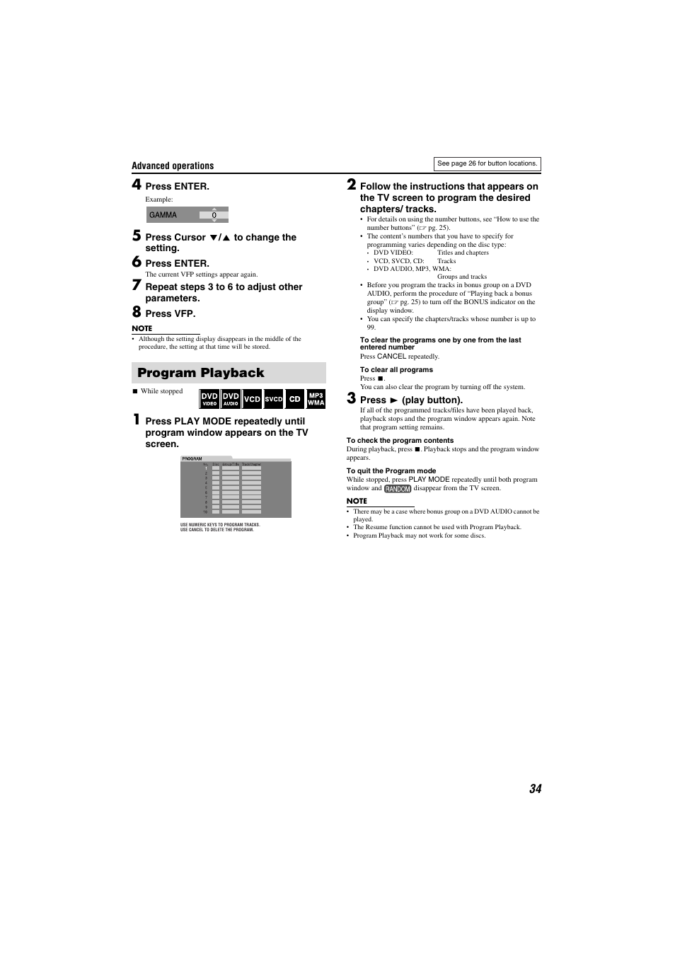 Program playback | JVC TH-M301 User Manual | Page 37 / 60
