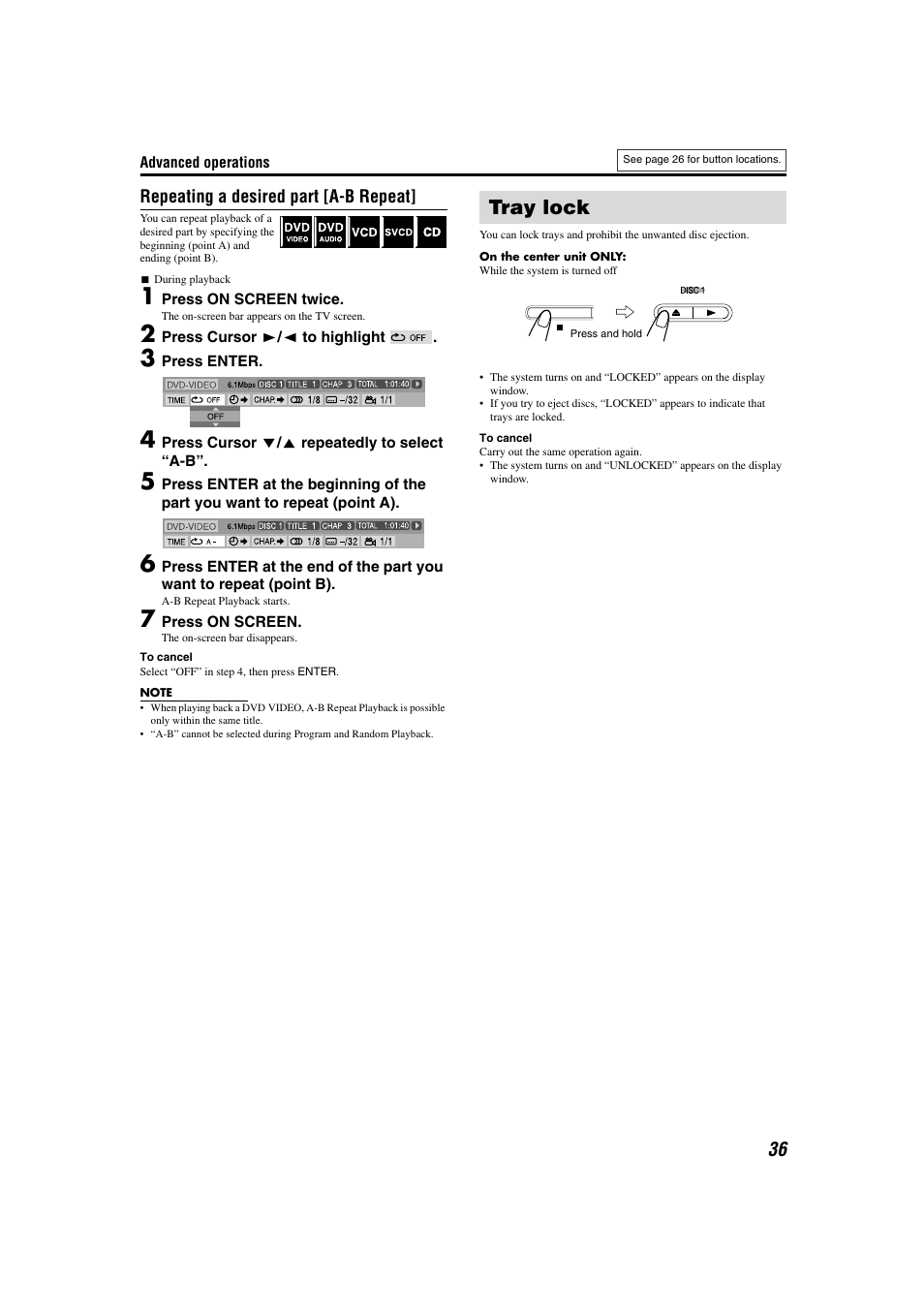 Tray lock | JVC TH-M301 User Manual | Page 39 / 60