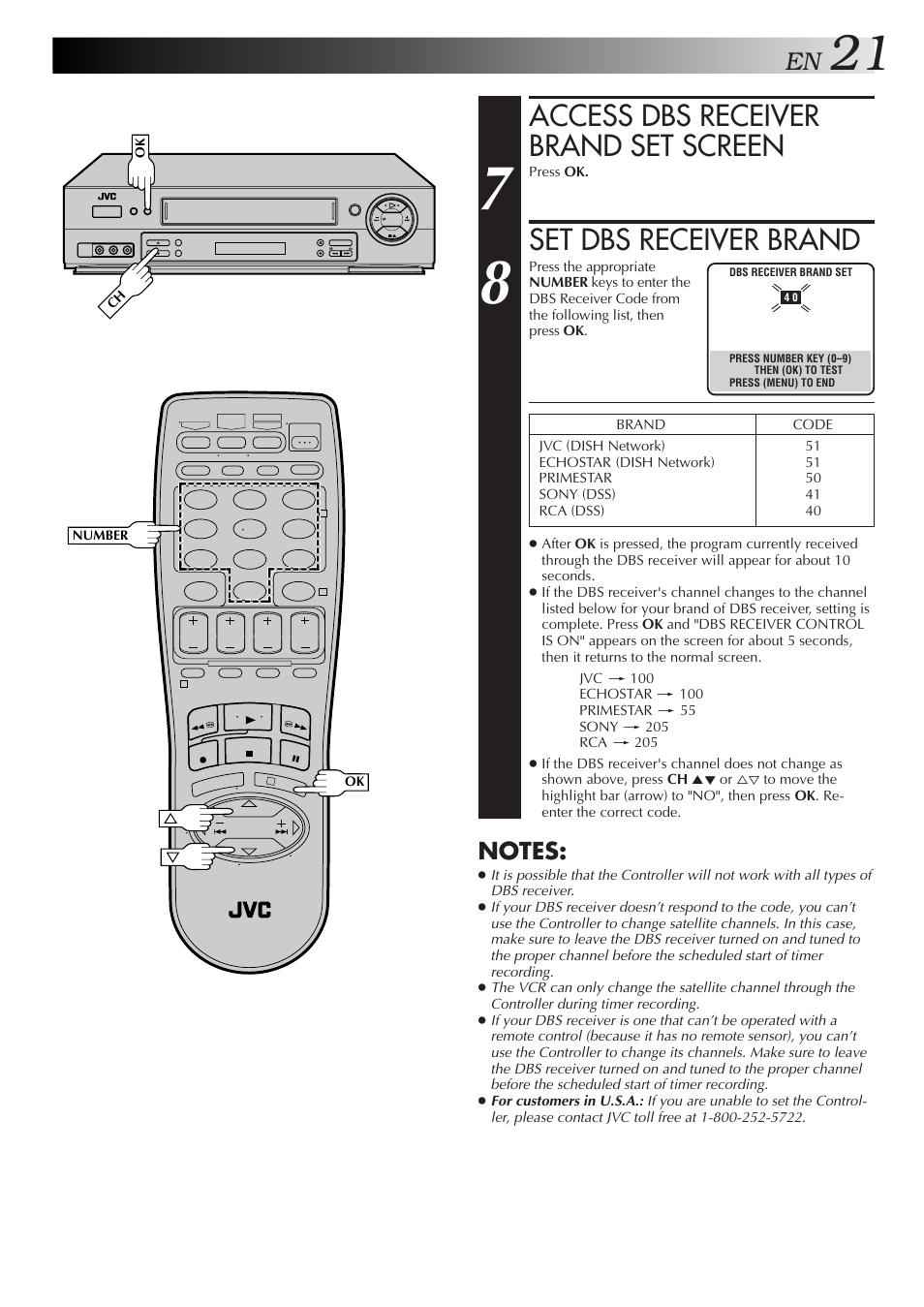 Access dbs receiver brand set screen, Set dbs receiver brand | JVC HR-DD750U User Manual | Page 21 / 68