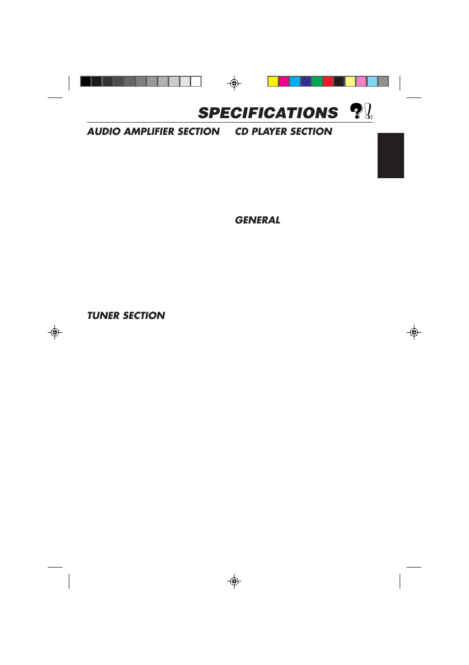 Specifications, General | JVC KD-S636 User Manual | Page 21 / 22