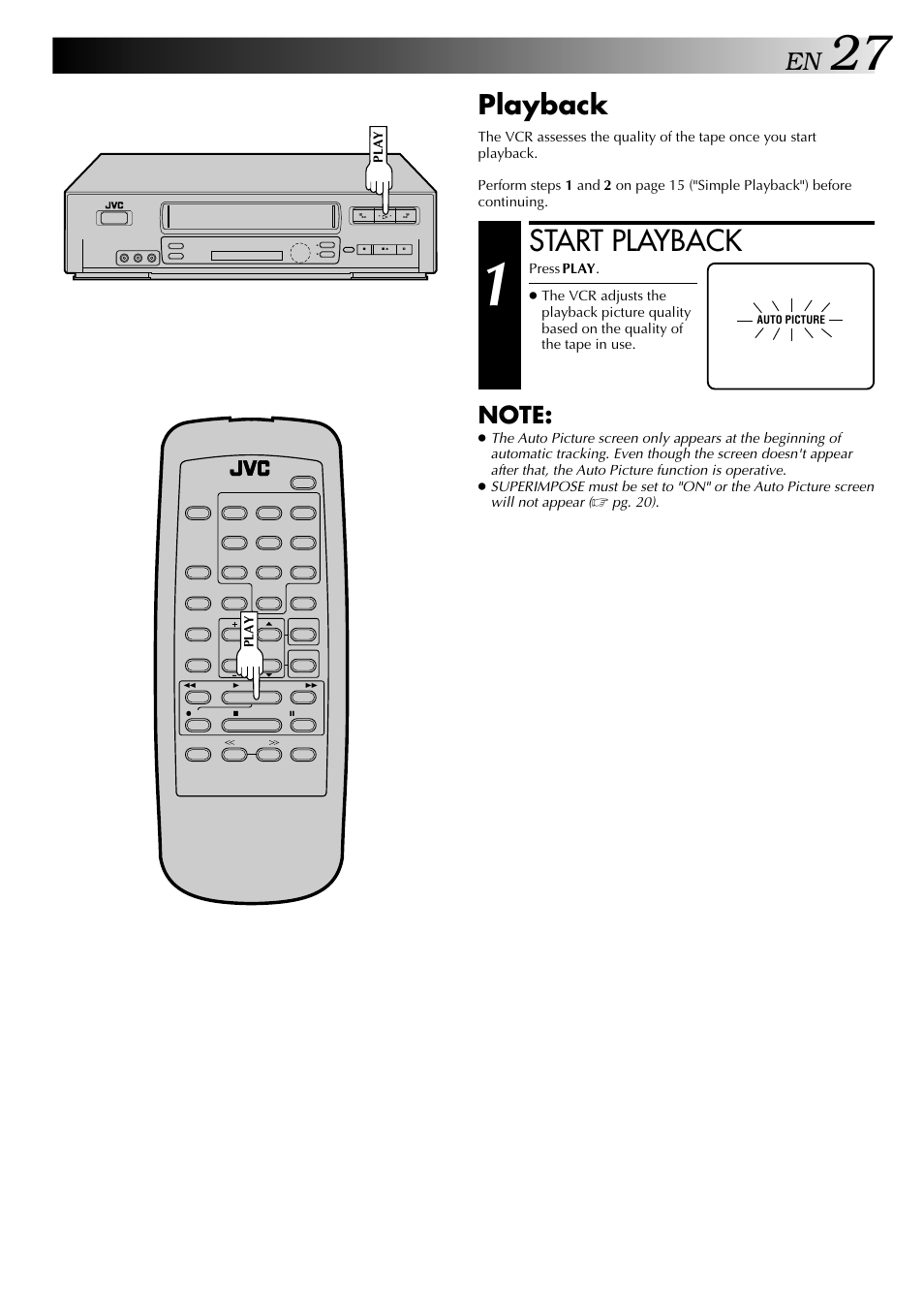 Start playback, Playback | JVC HI-FI HR-J642U User Manual | Page 27 / 48