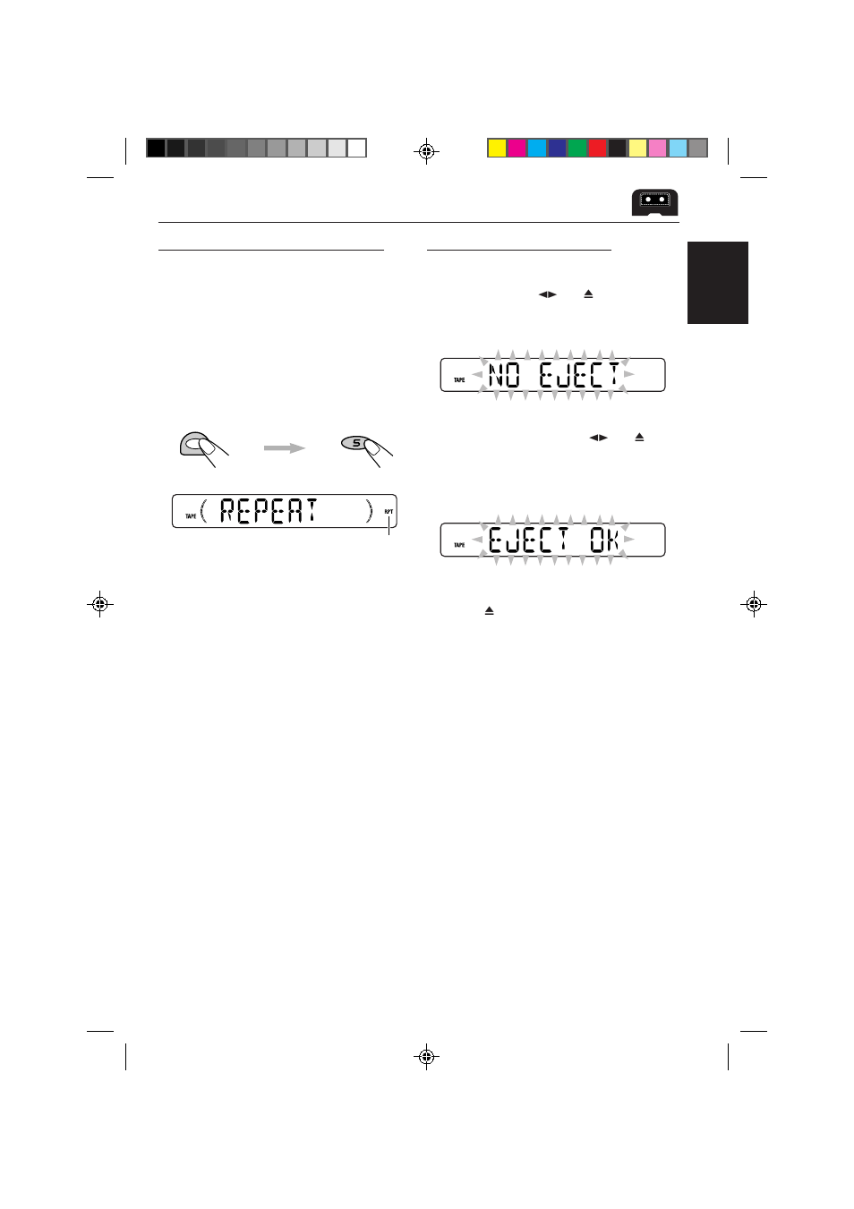 Playing the current tune repeatedly, Prohibiting cassette ejection, English | JVC GET0063-001A User Manual | Page 11 / 32