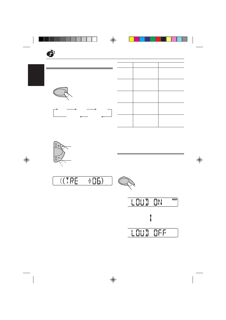 Sound adjustments, Adjusting the sound, Turning on/off the loudness function | JVC GET0063-001A User Manual | Page 12 / 32