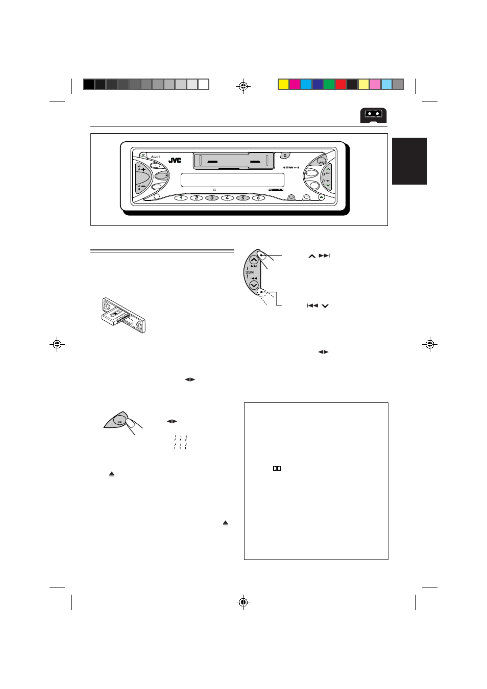 Tape operations, Listening to a cassette, English | Insert a cassette into the cassette compartment, Select the tape direction | JVC GET0063-001A User Manual | Page 9 / 32