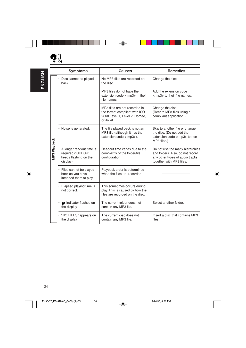 English | JVC KD-G400 User Manual | Page 34 / 42