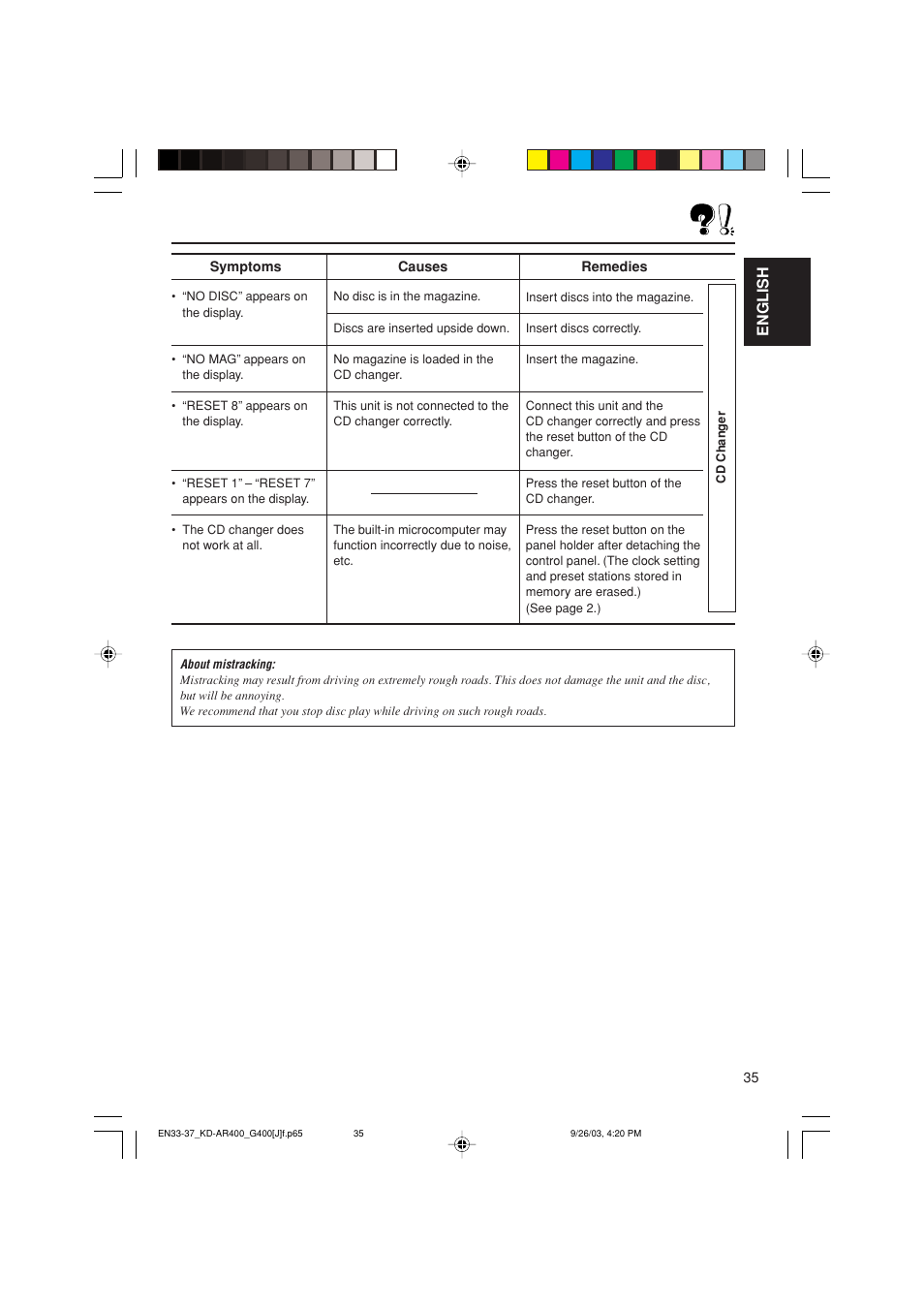 English | JVC KD-G400 User Manual | Page 35 / 42