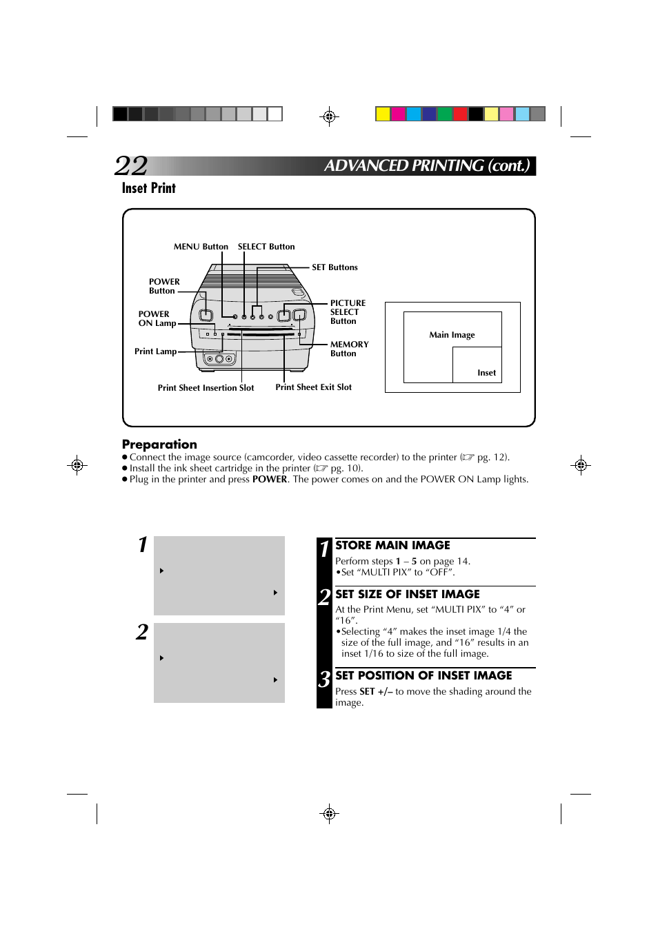 Advanced printing (cont.), Inset print | JVC GV-PT1 User Manual | Page 22 / 36
