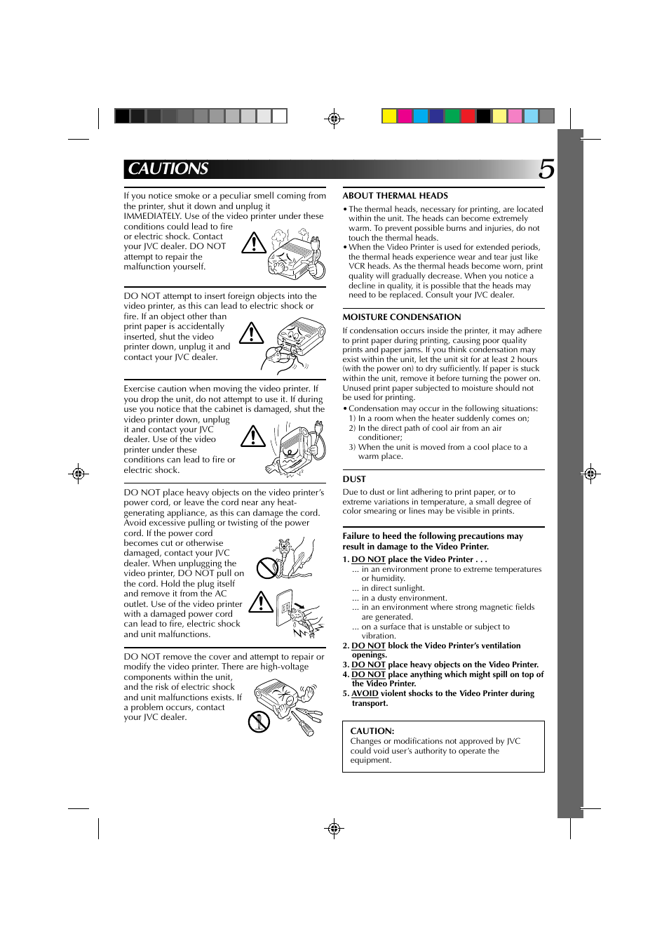 Cautions | JVC GV-PT1 User Manual | Page 5 / 36