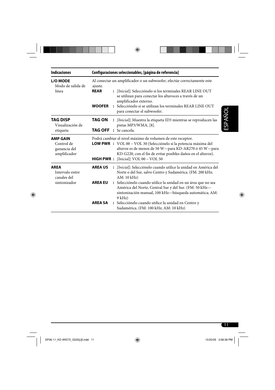 Español | JVC KD-AR270 User Manual | Page 27 / 50