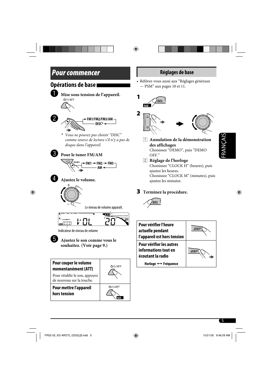 Pour commencer, Opérations de base | JVC KD-AR270 User Manual | Page 37 / 50
