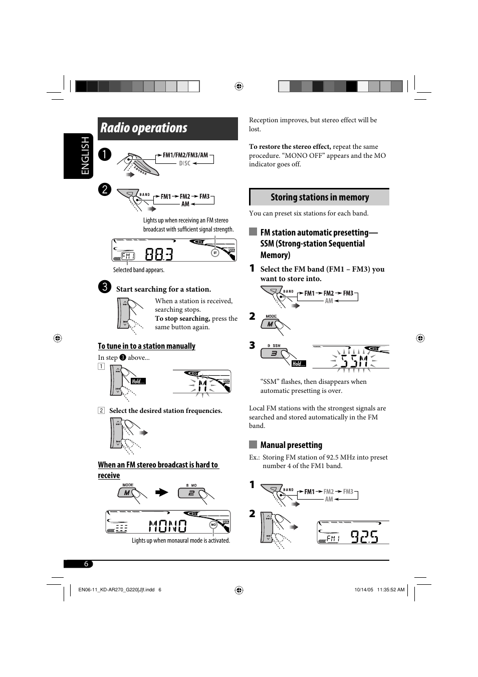 Radio operations ~ ÿ | JVC KD-AR270 User Manual | Page 6 / 50