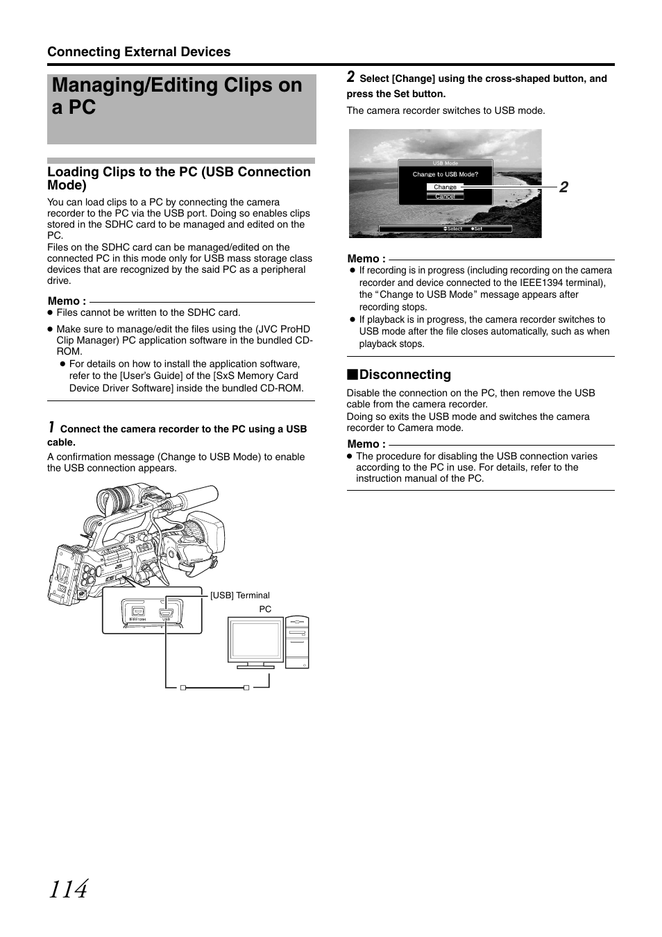 Managing/editing clips on a pc, Rminal | JVC GY-HM700U User Manual | Page 118 / 128