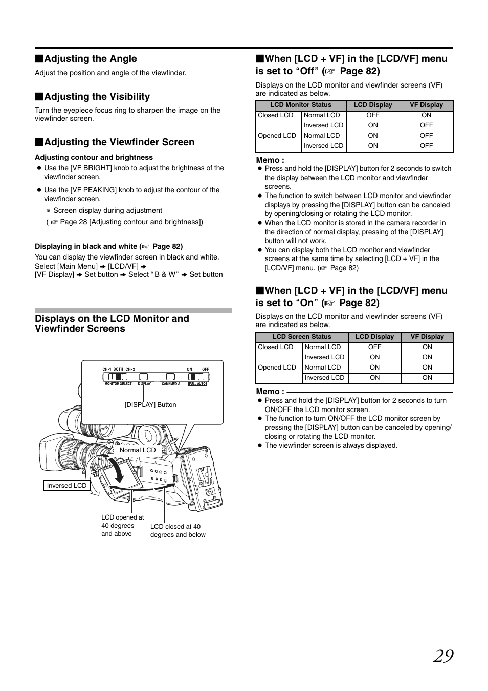 Adjusting the angle, Adjusting the visibility, Adjusting the viewfinder screen | JVC GY-HM700U User Manual | Page 33 / 128