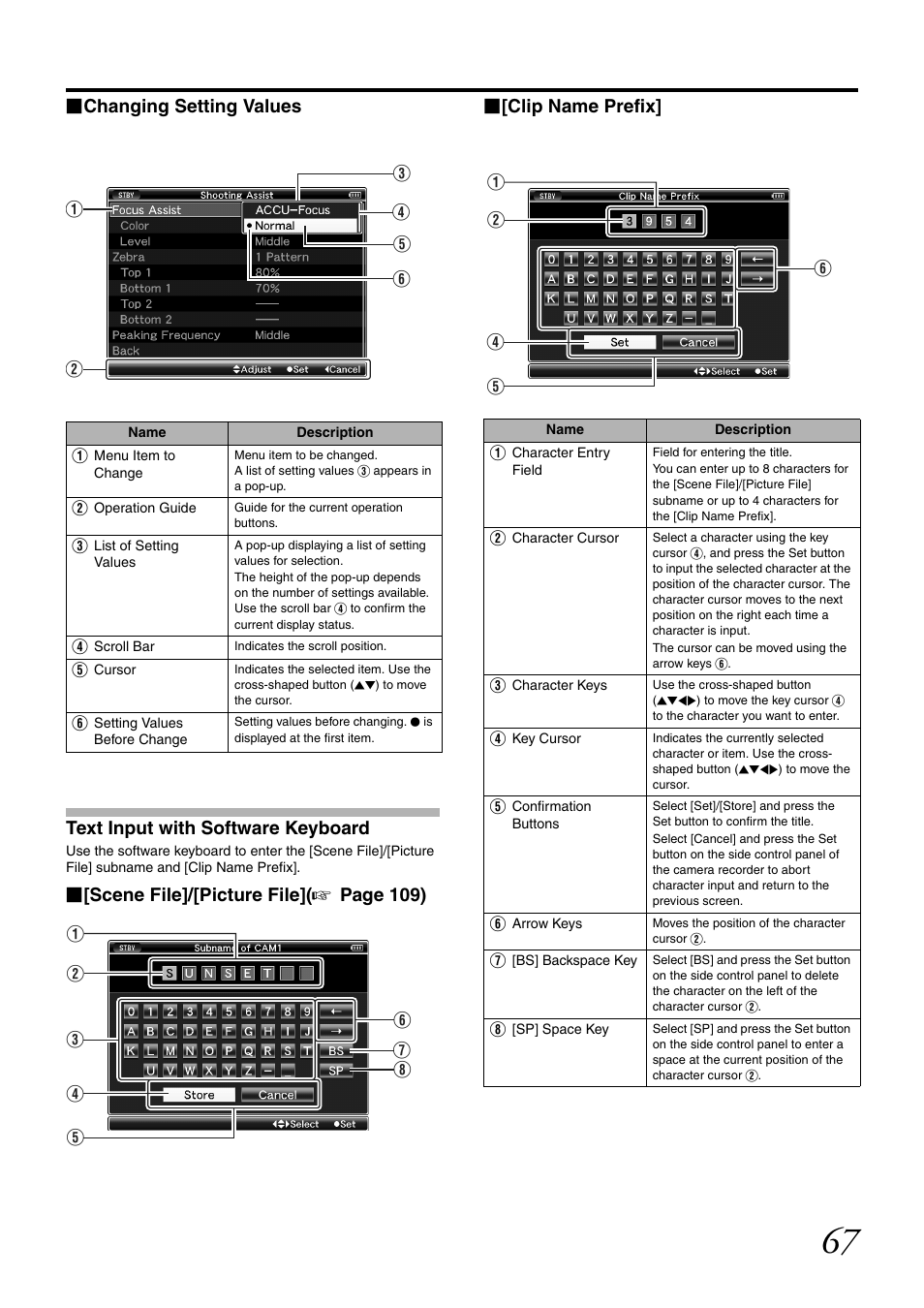 Text input with software keyboard | JVC GY-HM700U User Manual | Page 71 / 128