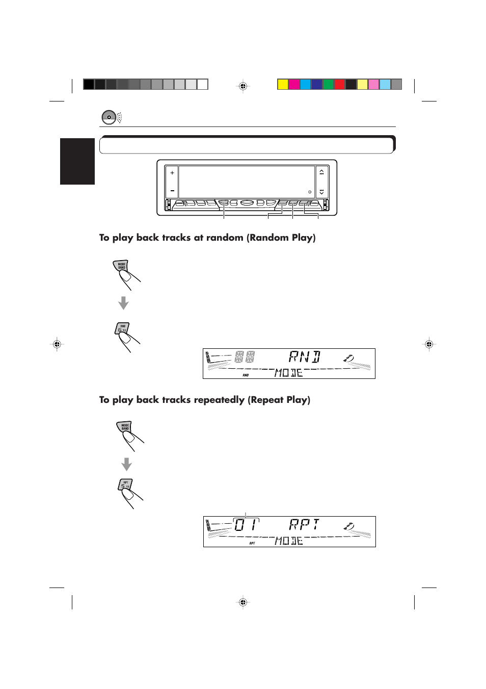 Selecting cd playback modes | JVC KD-LX10R User Manual | Page 22 / 56