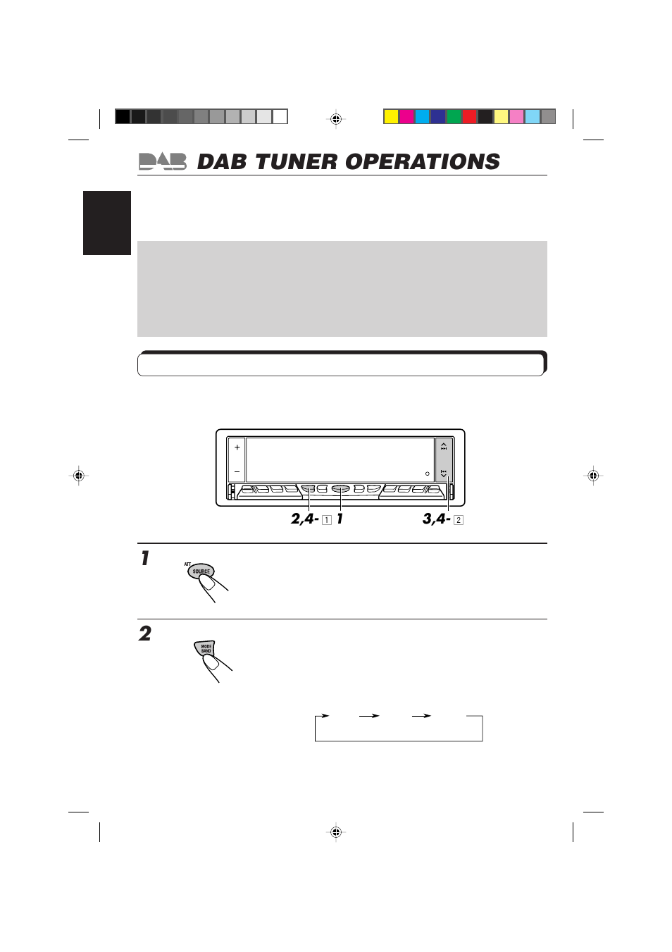 Dab tuner operations, Tuning into an ensemble and one of the services | JVC KD-LX10R User Manual | Page 46 / 56