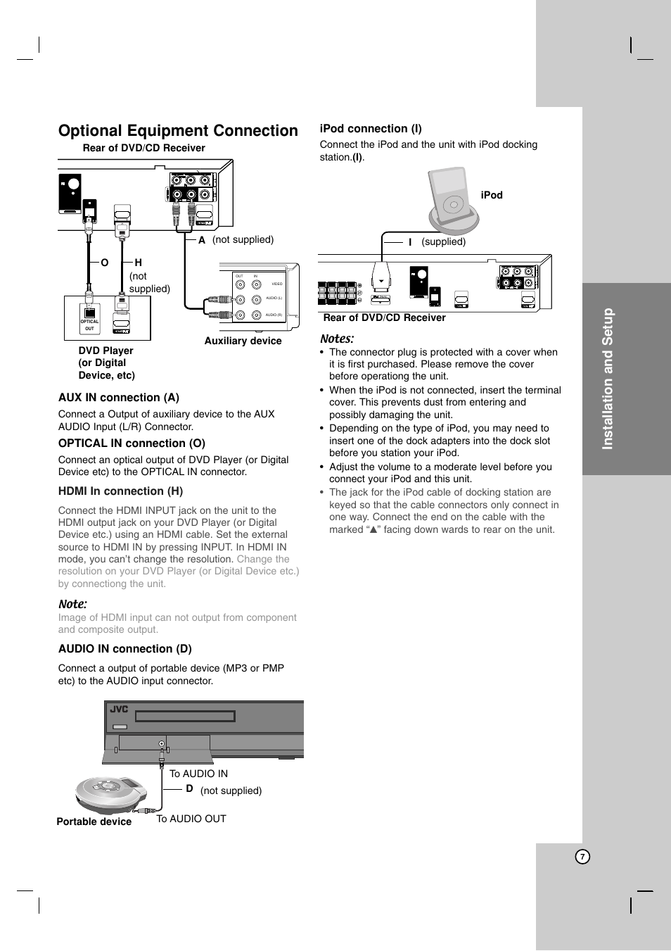 Optional equipment connection, Operation reference introduction, Installation and setup | JVC TH-G51 User Manual | Page 11 / 33