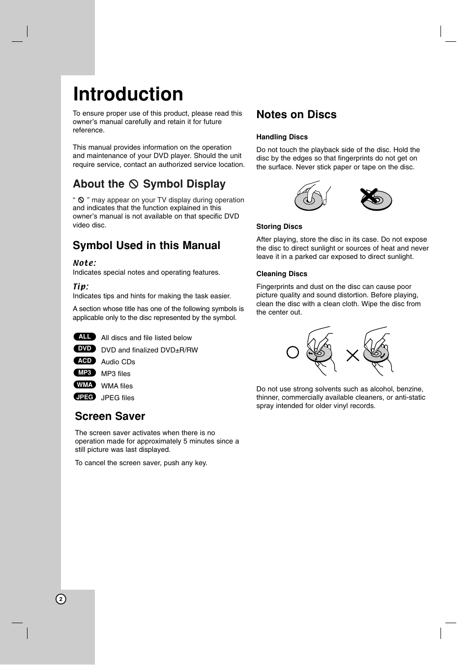 Introduction, About the symbol display, Symbol used in this manual | Screen saver | JVC TH-G51 User Manual | Page 6 / 33