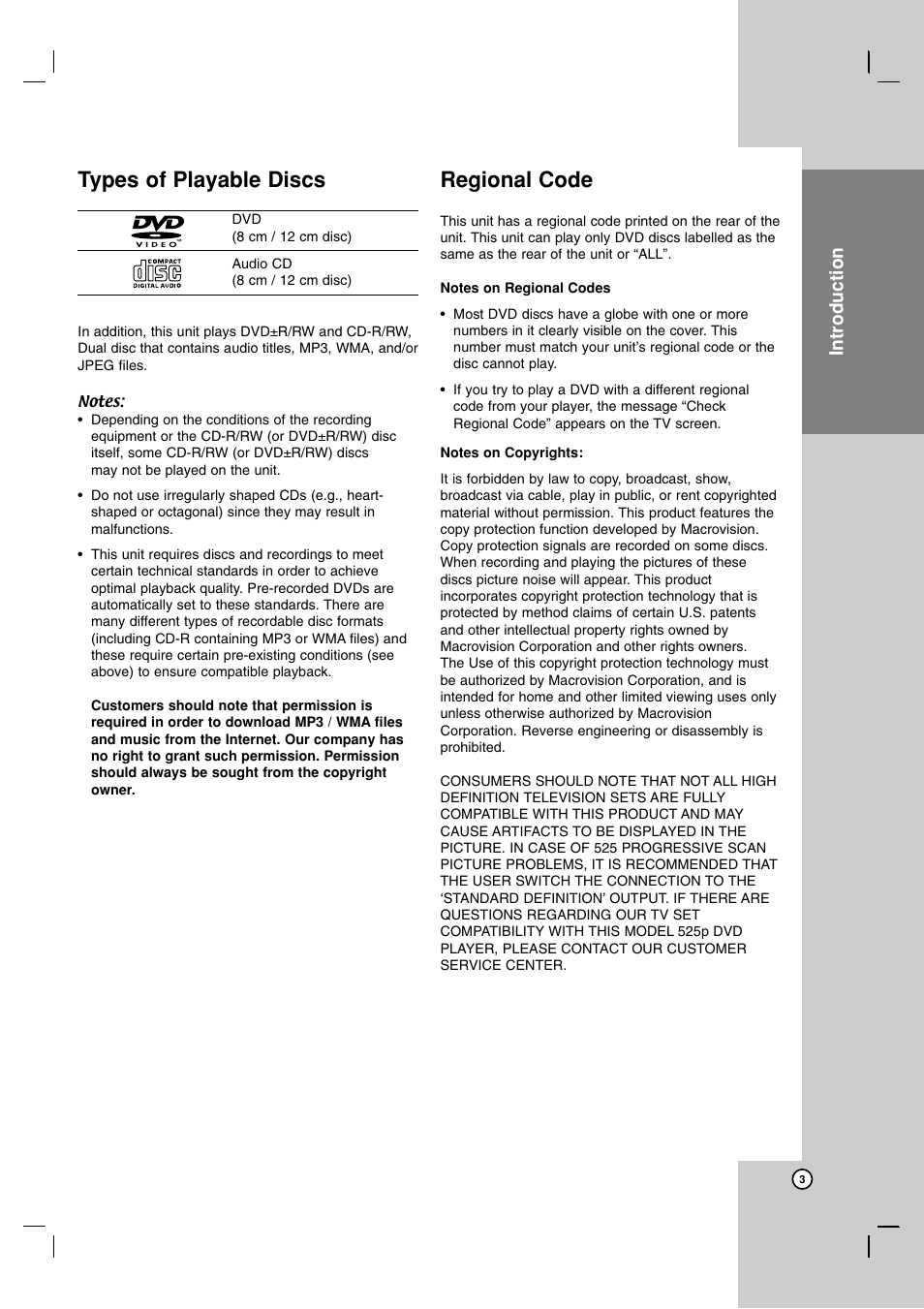 Types of playable discs, Regional code, Operation reference installation and setup | Introduction | JVC TH-G51 User Manual | Page 7 / 33