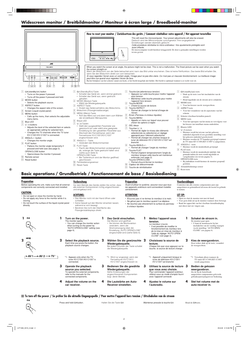 Basic operations | JVC KV-M705 User Manual | Page 2 / 6