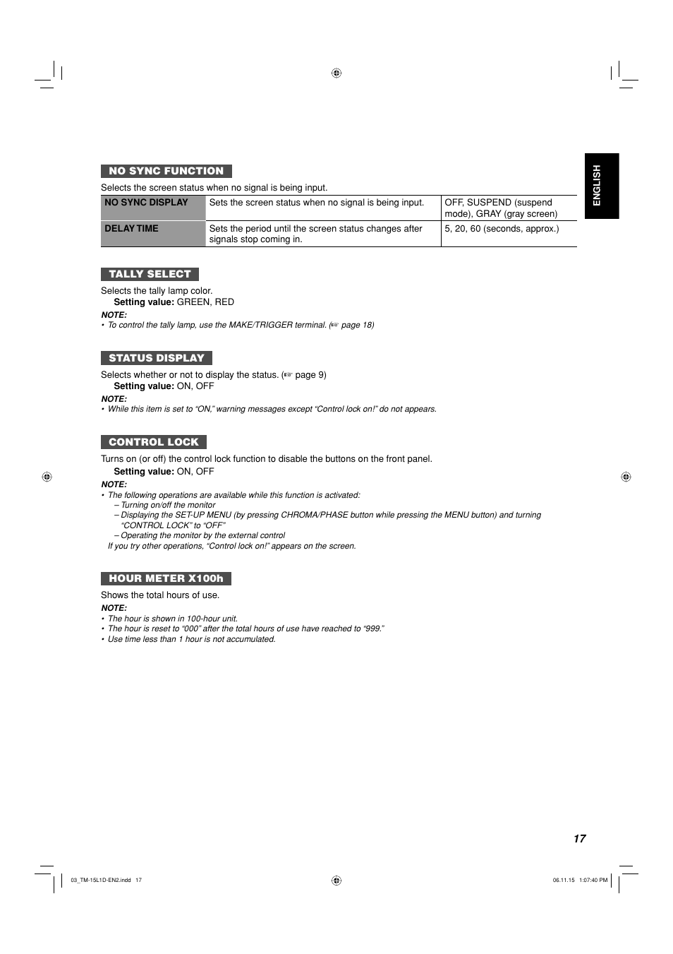 JVC TM-15L1D User Manual | Page 17 / 22