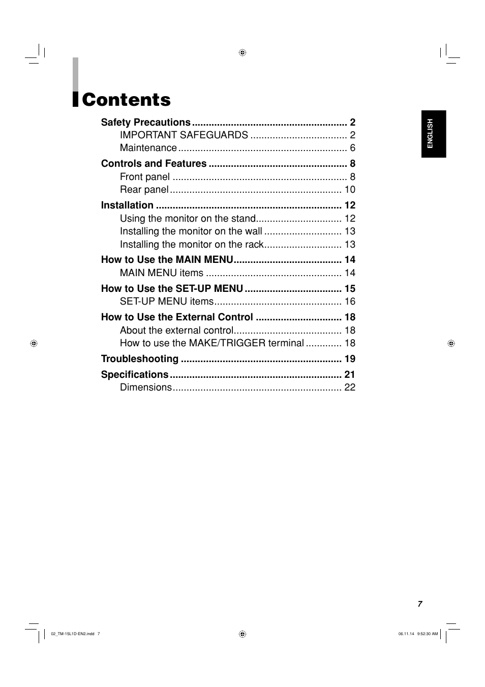 JVC TM-15L1D User Manual | Page 7 / 22